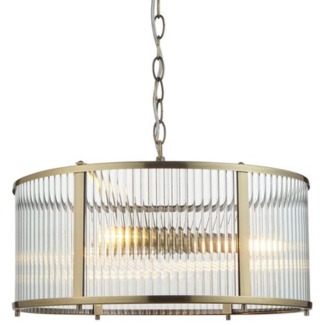 Endon Ridgeton Lampadario decorativo da soffitto a 3 luci in ottone anticato
