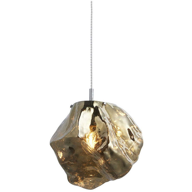 Endon Lighting - Endon Rock Modern Contemporary Single Pendant Light Metallic Bronze Glass Shade Chrome Plated