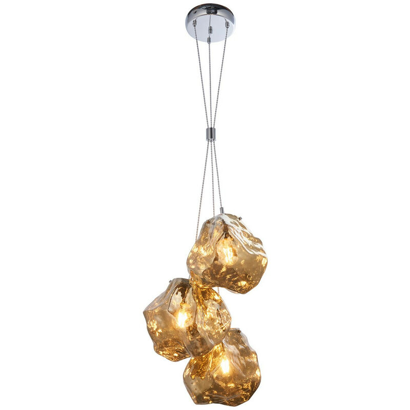 

Endon Rock Pantalla de cristal de bronce metálico colgante de racimo de luz contemporáneo moderno 3