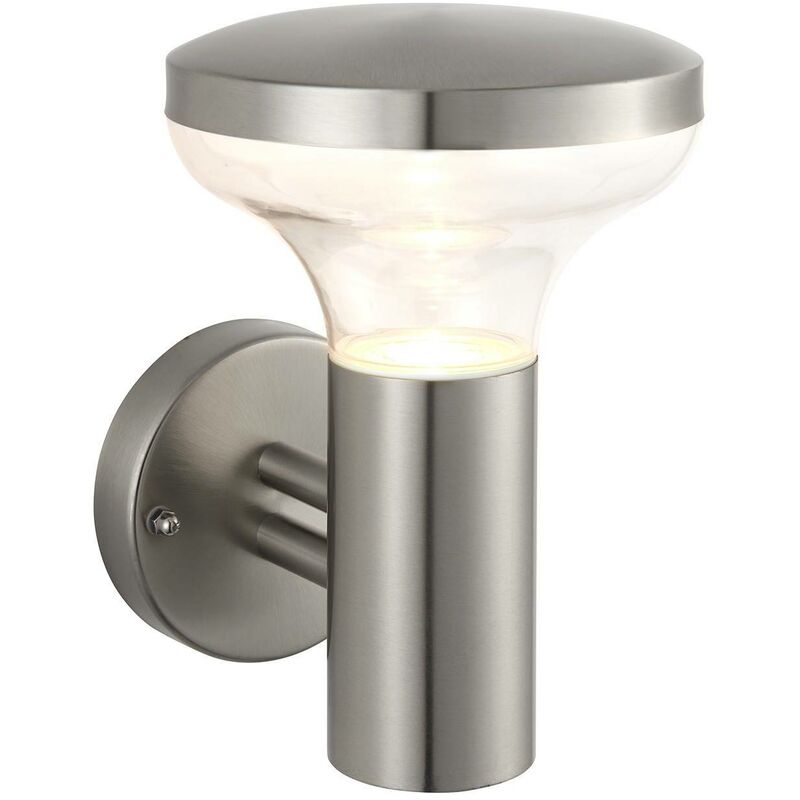 Endon Roko - Outdoor Wall Light Clear Polycarbonate, Marine Grade Brushed Stainless Steel IP44, GU10