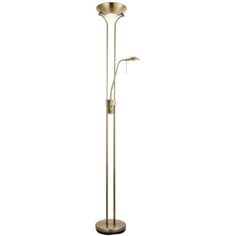 Endon Rome - Lampadaire Mère et Enfant Laiton Antique, Verre Opale, G9