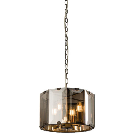 Endon - Sospensione a soffitto a 4 luci con vernice lucida grigio ardesia, vetro affumicato, E14