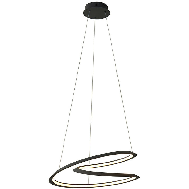 Endon Lighting - Endon Staten Contemporary Designer Look LED Pendant Light Swirl Textured Black Finish