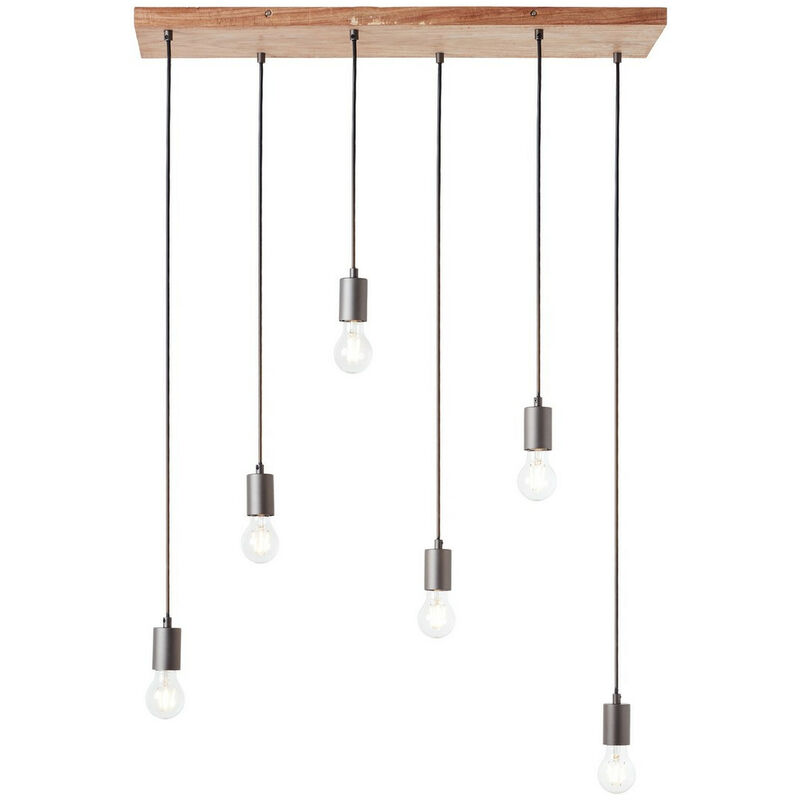 Endon - Stellan Plafonnier Plate, Contreplaqué Teinté Chêne, Finition Anthracite