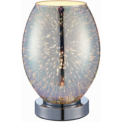 Endon Stellar - 1 Leuchttischlampe Chrom Holographisches Glas, Chromplatte, E14