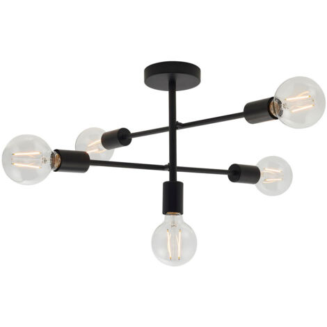 Endon Studio - 5 Light Semi Flush Light Nero Opaco, E27