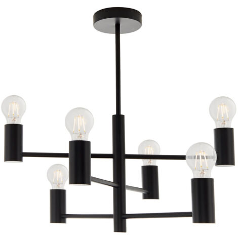 Endon Studio - 6 Light Semi Flush Light Nero Opaco, E27