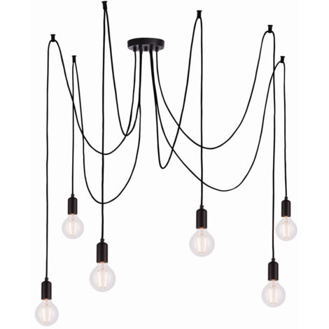 Endon Studio - Lampada a sospensione a grappolo con 6 luci, vernice nera opaca, attacco E27