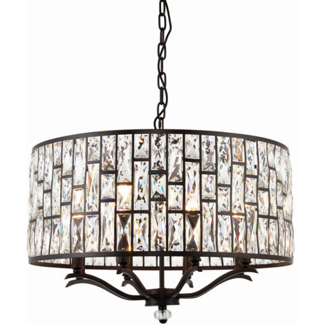 Endon - Suspension à 8 ampoules au fini bronze foncé, cristal clair, E14