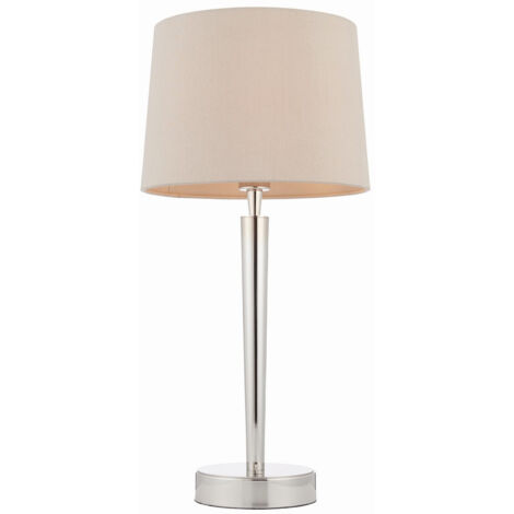Endon Syon - Lampada da tavolo 1 luce nichel brillante, finta seta visone, attacco E14