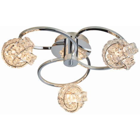 Endon Talia - Chrome semi-affleurant à 3 ampoules, verre cristal (K5), G9