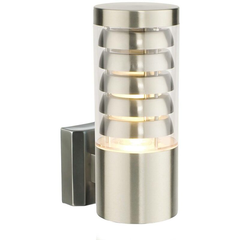 Endon Tango - 1 Light Outdoor Wall Light Stainless Steel, Polycarbonate IP44, E27