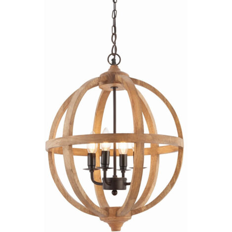 Endon Toba - Suspension sphérique à 4 ampoules en manguier, peinture bronze foncé, E14
