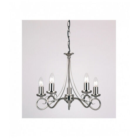 Endon Trafford - Pendentif à 5 ampoules à bras multiples, argent antique, E14
