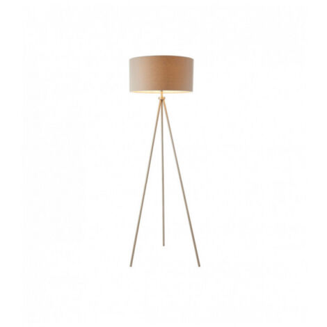 Endon Tri - Lampadaire 1 Lumière Nickel Mat, Effet Lin Gris, E27