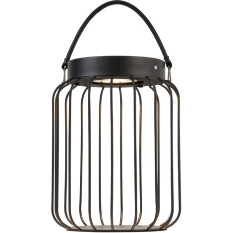 Endon Tropic Lampe de table solaire LED intégrée noir mat, verre transparent, IP44