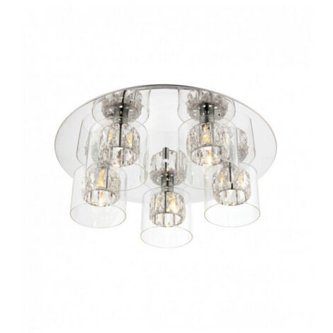 Endon Verina - Chrome affleurant à 5 ampoules, verre, G9