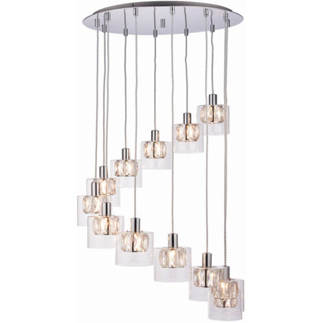 Endon Verina - Luminaire suspendu à 12 ampoules en spirale, chrome, verre, G9