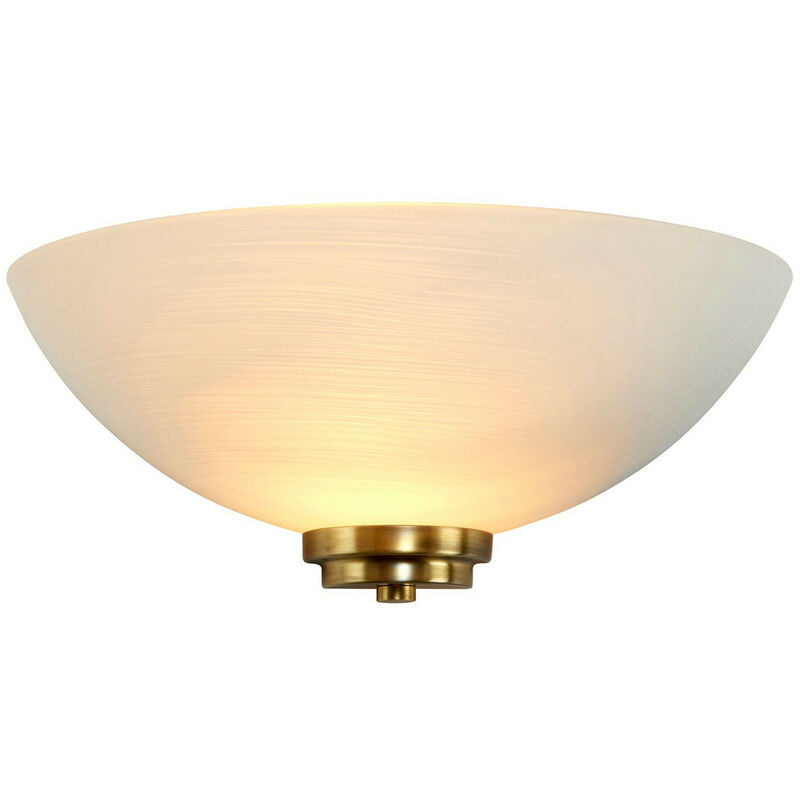 Welles - Lampada da parete per interni 1 luce bianca, ottone antico, E27 - Endon