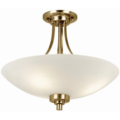 Endon Welles - Plafoniera a filo 3 luci bianco, ottone antico, attacco E27