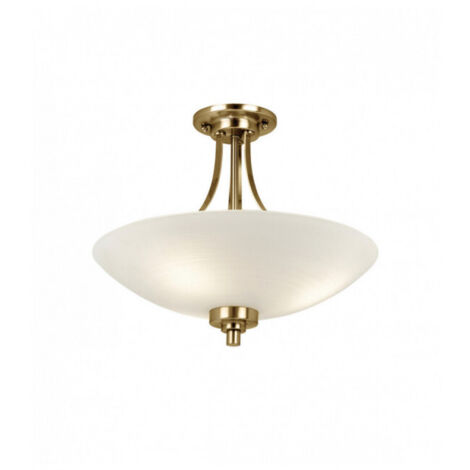 Endon Welles - Plafonnier à 3 Lumières Blanc, Laiton Antique, E27