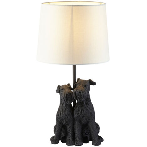 Endon Westie Lampe de table Base & Shade Noir Mat & Lin Naturel