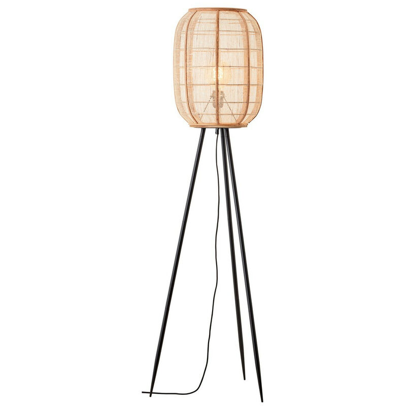 Zaire Lampadaire Complet, Lin Naturel, Bambou Naturel, Noir Mat - Endon