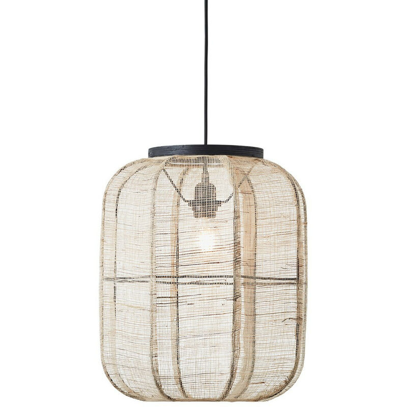 Endon - Zaire Plafonnier Suspension Simple, Lin Naturel, Noir Mat