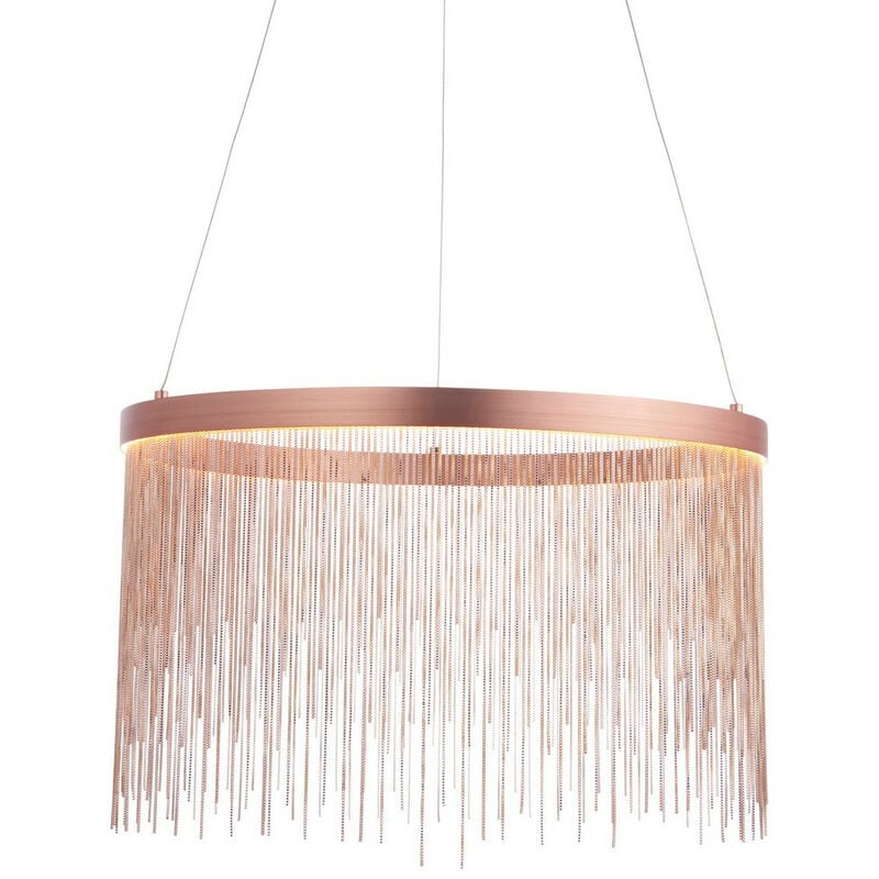 Zelma led Pendant Light Fine Copper Chain Waterfall Effect Brushed Copper, Warm White - Endon