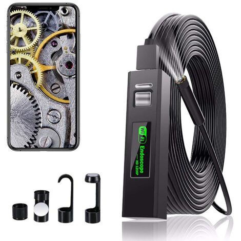 Endoscope 10M,  Caméra d'inspection Endoscopique Sans Fil, 2 Mégapixels 1200P HD Caméra Endoscope IP68 Etanche Caméra Endoscopique avec 8 LED pour iphone, Android, iPad, Mac, PC, Laptop (10M)