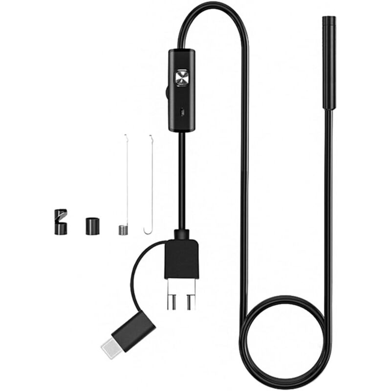 Endoscope 3 en 1 USBMicroType-C Ultra-Mince 5.5mm Semi-Rigide Caméra d'inspection,Endoscope Camera Endoscopique USB,IP67 Étanche pour Téléphone