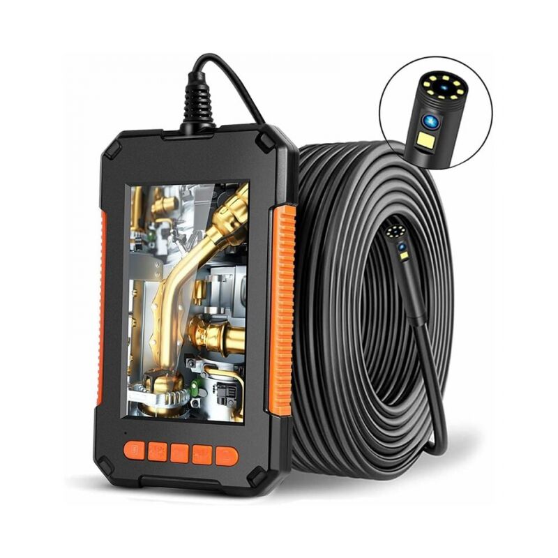 Endoscope Industriel, Caméra d'inspection Endoscope à Deux Têtes, Endoscope Numérique à Double Objectif 1080P hd, Écran lcd 4.3 Pouces, étanche IP67