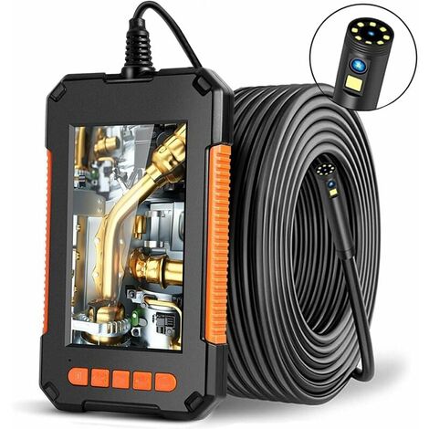 Endoscope Industriel, Caméra d'inspection Endoscope à Deux Têtes, Endoscope Numérique à Double Objectif 1080P HD, Écran LCD 4,3 Pouces, étanche IP67, Avec 8 Lumières LED