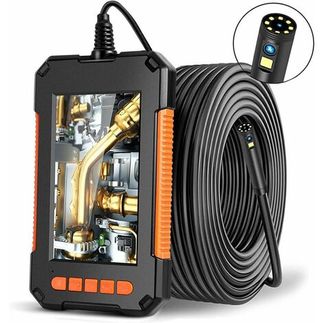 Endoscope Industriel, Caméra d'inspection Endoscope à Deux Têtes, Endoscope Numérique à Double Objectif 1080P HD, Écran LCD 4,3 Pouces, étanche IP67, Avec 8 Lumières LED(2M)