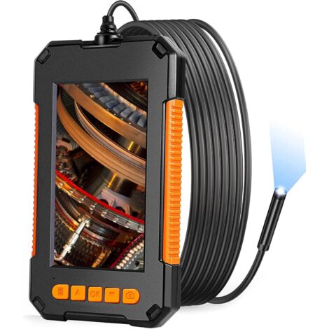 Endoscope Industriel, Camera Endoscopique 1080P HD, Camera d'Inspection Canalisation, Écran HD 4,3 Pouces, Lumières LED 8, Câble Semi-Rigide 5M, Carte TF 32G (5M)