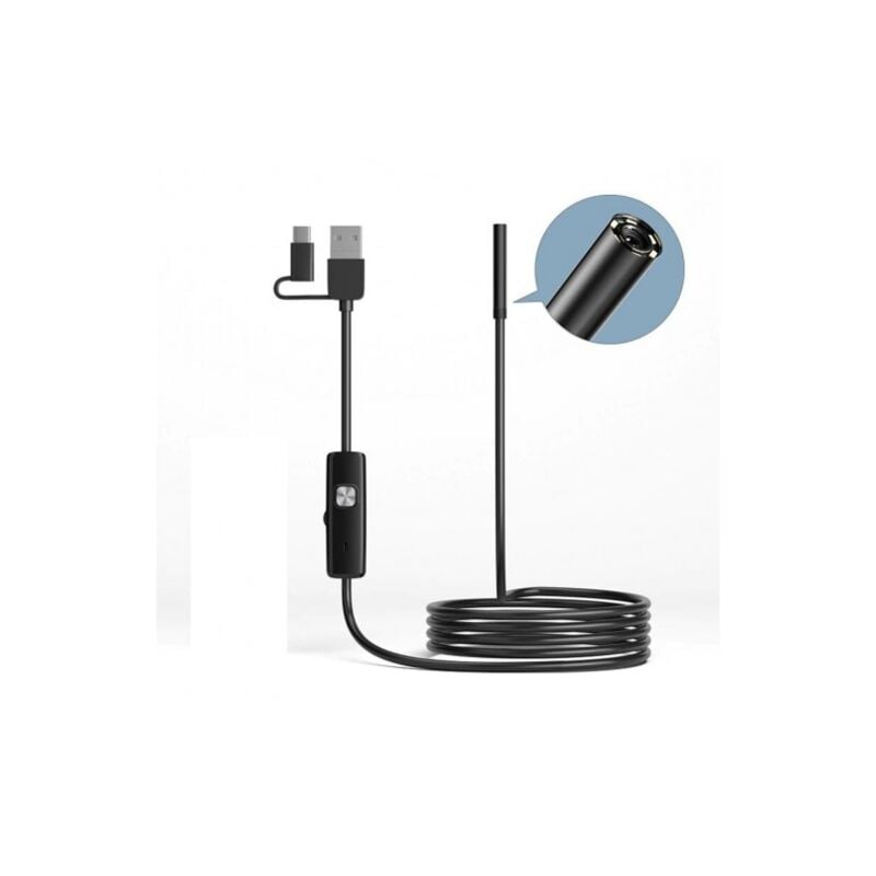ME - Endoscope Mini Caméra 3 En 1, 7mm Micro usb Type-C 6 led Étanche, Compatible Smartphone Tablette Android Et pc