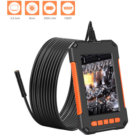 Endoscope Multifonctionnel 1080p avec Écran 4,3 pouces - Inspection Sous l'Eau, Automobile, Climatisation - Batterie Rechargeable - IP67 Étanche - Caméra 8mm - Accessoires Inclus - Longueur du Câble 5