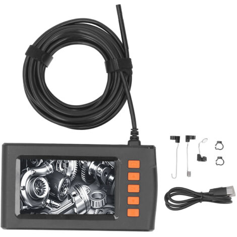 Endoscope portatif, écran HD de 4.3 pouces, caméra d'inspection à lentille étanche pour la réparation de tuyaux et de voitures, fil dur de 5m, sonde de 5.5mm