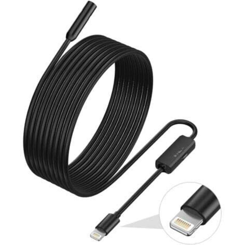 Tigrezy - Endoscope pour iPhone, ilihome Caméra d'inspection avec Objectif de 5.5 mm pour, Borescope à câble Semi-Rigide de 3.5 mètres IP68 étanche