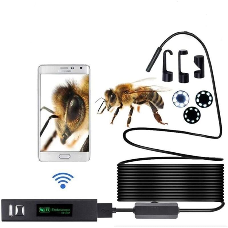 Endoscope sans Fil WiFi 1200 p Caméra D'inspection 2.0 Megapixels hd Serpent Caméra pour Android iOS Smartphone avec 3.5M/10M de Fil Dur (10M)