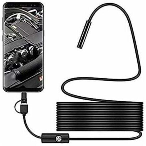 Endoscope USB-C Étanche IP67 5m [2.0 MP] Caméra d'inspection Serpent avec 8 LEDs Réglables pour Smartphones Android PC