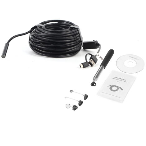Endoscope USB noir de 15 mètres avec caméra étanche de 2 mégapixels pour l'inspection des tuyaux et des voitures, 1 pièce