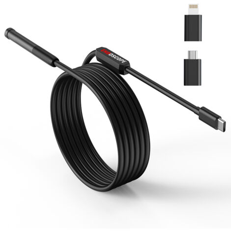 Endoscope USB WiFi 8mm, caméra serpent étanche 6 LED, câble semi-rigide 3m pour Android iOS