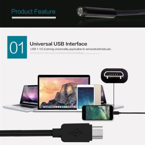 Endoscope - VGEBY - 7 mm - IP67 étanche - 6 LED - Micro HD 300 000 pixels
