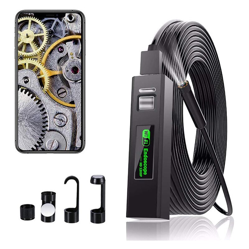 Endoscope WiFi Caméra d'inspection usb, 2 Mégapixels 1200P hd Caméra Endoscope IP68 Etanche Caméra Endoscopique avec 8 led pour iphone, Android,