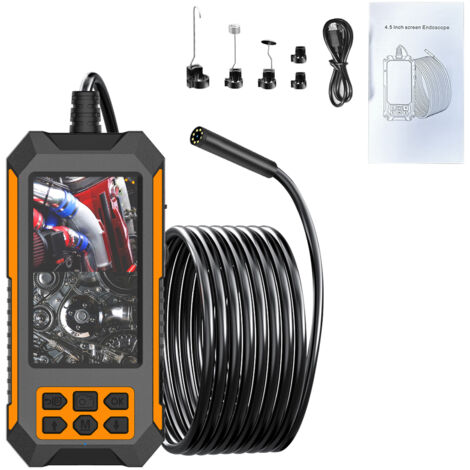 Endoscopio Industriale, Strumenti Periscopio HD 1080P con Schermo IPS da 4,5" e 8 Luci LED Regolabili, Telecamera Snake Semirigida 33FT per Endoscopio, Telecamera di Ispezione Impermeabile IP68 da 8 m
