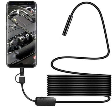 Endoscopio, telecamera endoscopica video HD impermeabile OTG Android da 5 m con cavo di sicurezza e 6 luci LED per smartphone e computer Android Samsung Galaxy/Sony/Nexus