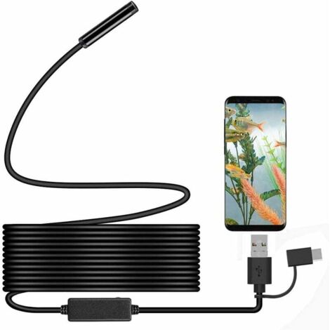 Endoskop, 5 m Android OTG, wasserdichte HD-Video-Endoskopiekamera mit Sicherheitskabel, 6 LED-Leuchten für Samsung Galaxy/Sony/Nexus Android-Smartphones und -Computer