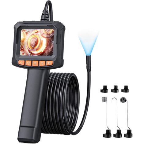 Endoskopkamera, 1080P HD-Endoskop mit 2-fachem Zoom, IP67 wasserdichte 2,4-Zoll-IPS-Rohrinspektionskamera, 5 m halbstarres Kabel, 8 einstellbare LEDs, Gadgets für Männer