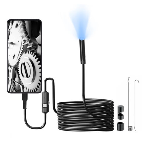 Endoskopkamera mit Beleuchtung, 1920p HD-Endoskop mit 8 einstellbaren LEDs, Einzellinse, IP67 wasserdicht, kompatibel mit iPhone iOS.